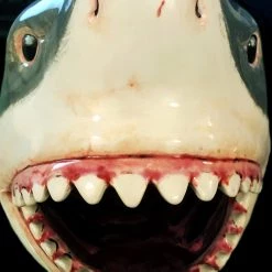 Consignment Ready To Ship! 48 Hour Shipping! Jaws- Hand-Painted Glazed Great White Shark Ceramic Statue Signed By Canadian Artist Mr Bond