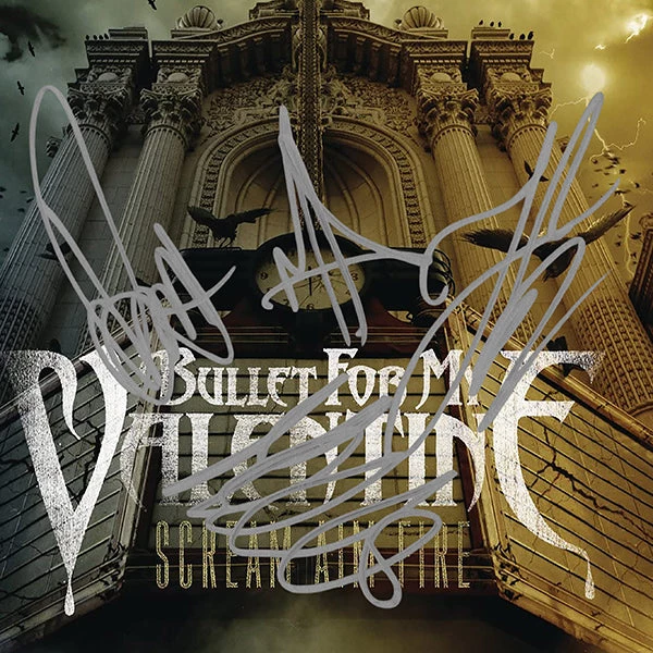 RARE-T Limited Edition Frames Bullet From My Valentine - Scream Aim Fire Gold LP Limited Signature Edition Studio Licensed Custom Frame 4 RARE-T Limited Edition Frames Bullet From My Valentine - Scream Aim Fire Gold LP Limited Signature Edition Studio Licensed Custom Frame