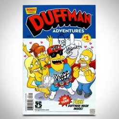 APW The Simpsons- Duffman Adventures #1(2014) Hand-Signed Comic Book Ian Booth & Stan Lee Custom Frame Signed Memorabilia