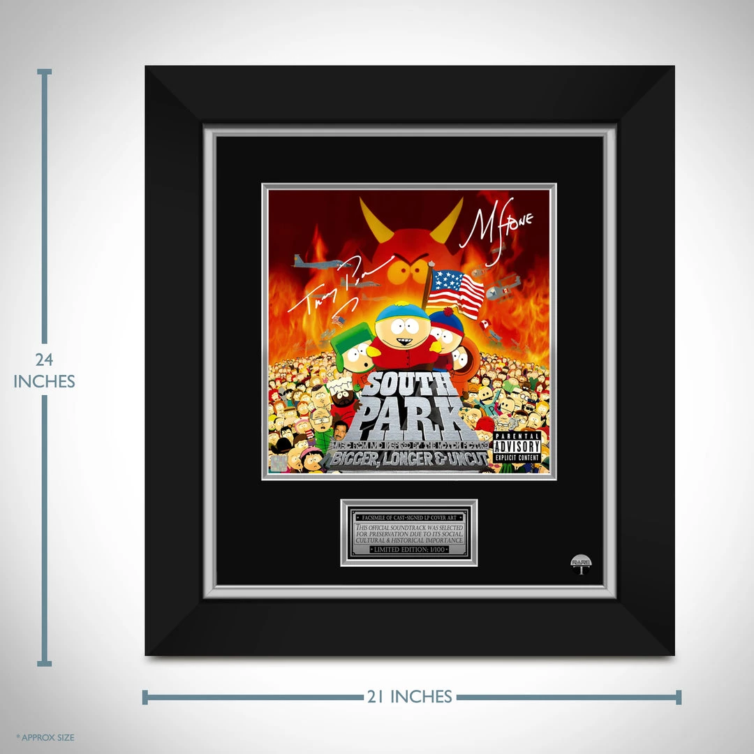 RARE-T South Park Bigger, Longer & Uncut Limited Signature Edition Studio Licensed LP Cover Custom Frame Limited Edition Frames