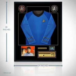 APW Star Trek Sweater With Hand-Signed Photo By Leonard Nimoy Rare-T Exclusive Custom Frame Signed Memorabilia
