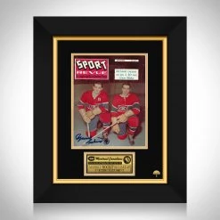 Michel Maurice & Henri Richard- Hand-Signed Vintage '1956 Sport Revue Magazine' By Maurice Richard Custom Frame
