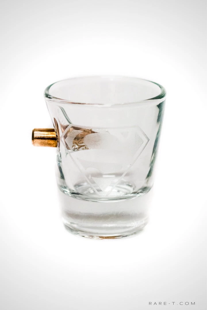 Handmade 'Bullet - Superman' Etched Shot Glass 3 Handmade 'Bullet - Superman' Etched Shot Glass