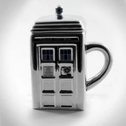 MIMI Doctor Who- 50Th Anniversary - BBC Licensed Silver Tardis 3-D Ceramic Mug/Stein With Lid Barware & Signs