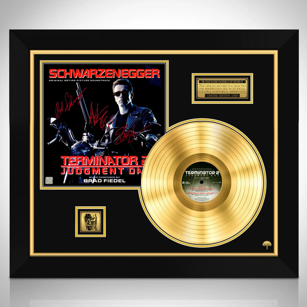 RARE-T Limited Edition Frames Terminator 2 Judgement Day Soundtrack Limited Signature Edition Gold LP Custom Frame 1 RARE-T Limited Edition Frames Terminator 2 Judgement Day Soundtrack Limited Signature Edition Gold LP Custom Frame