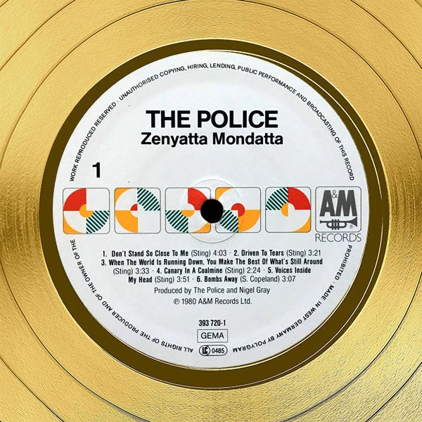 Rare-T The Police Zenyatta Mondatta Limited Signature Edition Studio Licensed Gold LP Custom Frame 4 Rare-T The Police Zenyatta Mondatta Limited Signature Edition Studio Licensed Gold LP Custom Frame