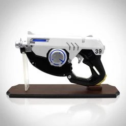 FIRE & STEEL Overwatch - Tracer’s (Lena Oxton) Pulse Pistol Prop With Stand Ready To Ship! 48 Hour Shipping!
