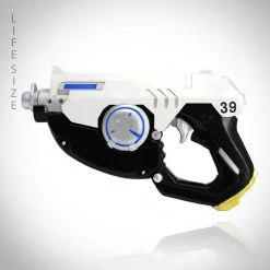 FIRE & STEEL Overwatch - Tracer’s (Lena Oxton) Pulse Pistol Prop With Stand Ready To Ship! 48 Hour Shipping!