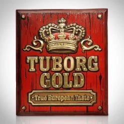 RARE-T Tuborg Gold Beer Original Vintage Embossed Bar Advertisement Ready To Ship! 48 Hour Shipping!