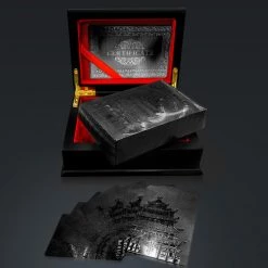 RARE-T Obsidian Carbonite Black Diamond Playing Cards With Buddha Temple Pattern Game Room