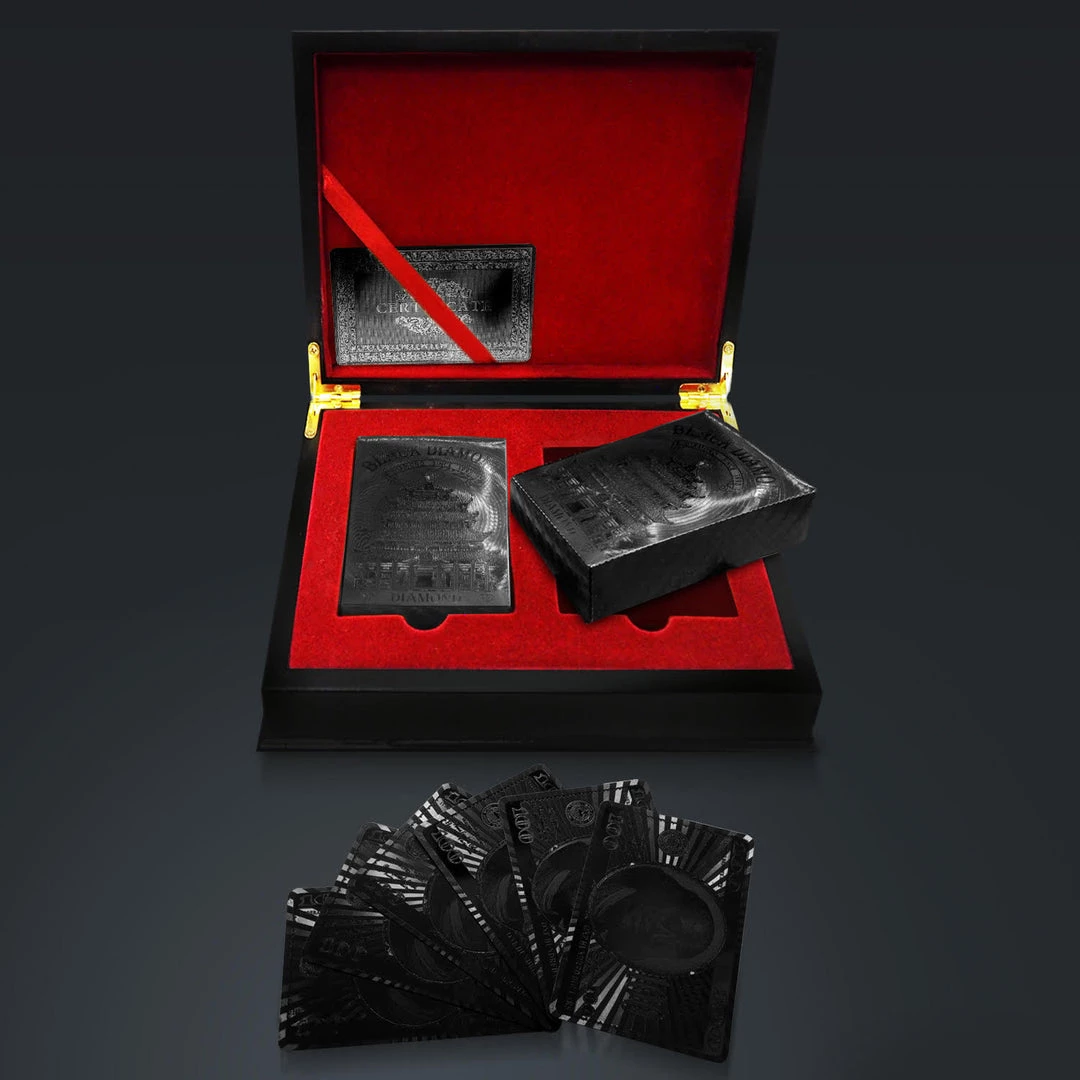 RARE-T Game Room Black On Black Obsidian Carbonite Playing Cards With 100 Usd Pattern 4 RARE-T Game Room Black On Black Obsidian Carbonite Playing Cards With 100 Usd Pattern