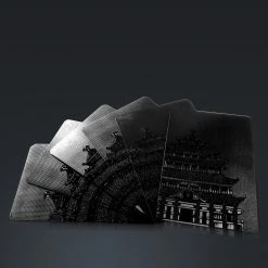 RARE-T Obsidian Carbonite Black Diamond Playing Cards With Buddha Temple Pattern Game Room 13 RARE-T Obsidian Carbonite Black Diamond Playing Cards With Buddha Temple Pattern Game Room