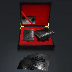 RARE-T Obsidian Carbonite Black Diamond Playing Cards With Buddha Temple Pattern Game Room