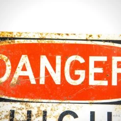 RARE-T Vintage 'Danger-High Voltage' Rusty Metal Sign