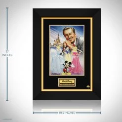 VAULT COLLECTIBLES Signed Memorabilia Walt Disney With Princesses & Mickey Mouse Hand-Signed Artwork Print By Artist Mark Sparacio Custom Frame