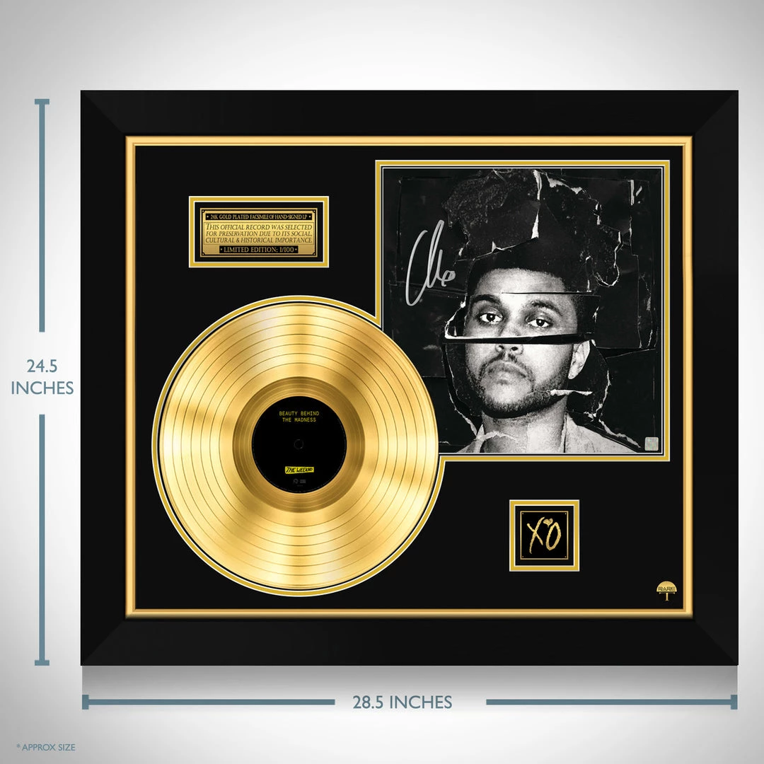 RARE-T The Weeknd Beauty Behind The Madness Gold LP Limited Signature Edition Studio Licensed Custom Frame