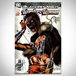 APW Signed Memorabilia Blackest Night: Wonder Woman (2010) #1 Hand-Signed Comic Book By Greg Horn & Stan Lee Custom Frame