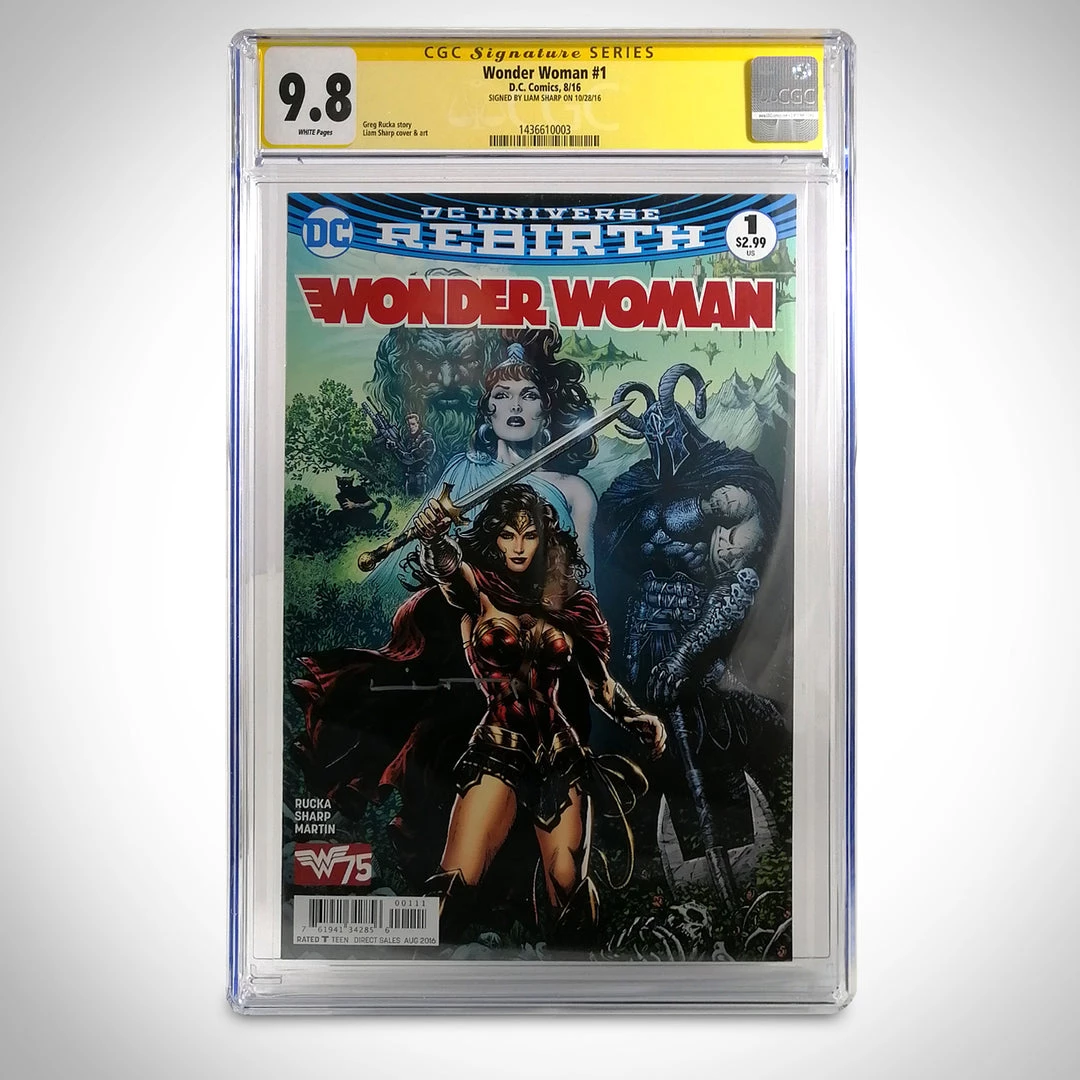RARE-T Wonder Woman Rebirth #1 (2016) DC Universe Hand-Signed By Artist Liam Sharp 9.8 CGC - Comic Book Signed Comic Memorabilia 4 RARE-T Wonder Woman Rebirth #1 (2016) DC Universe Hand-Signed By Artist Liam Sharp 9.8 CGC - Comic Book Signed Comic Memorabilia