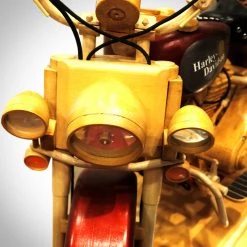 Consignment Harley-Davidson Motorcycle Hand-Carved Wooden Quebec Folk Art Collectible Statues
