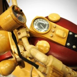 Consignment Harley-Davidson Motorcycle Hand-Carved Wooden Quebec Folk Art Collectible Statues