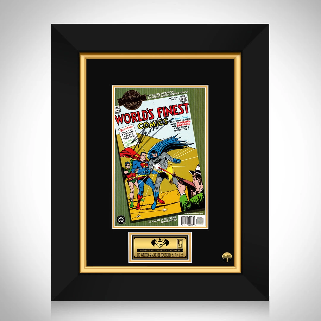 APW Signed Memorabilia World's Finest Comics #71 DC Millennium Edition Hand-Signed Comic Book By Stan Lee Custom Frame 1 APW Signed Memorabilia World's Finest Comics #71 DC Millennium Edition Hand-Signed Comic Book By Stan Lee Custom Frame