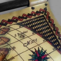 Jonathan New World Vintage Scroll Map Made With Hand-Tooled Leather Custom Frame