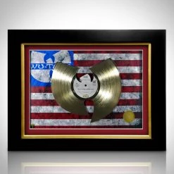 G.R.O. Limited Edition Frames Wu-Tang Logo With Us Flag Limited Edition Studio Licensed Laser Cut Gold Lp Custom Frame
