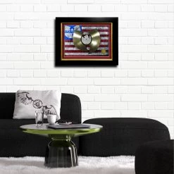 G.R.O. Limited Edition Frames Wu-Tang Logo With Us Flag Limited Edition Studio Licensed Laser Cut Gold Lp Custom Frame