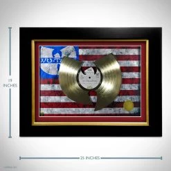 G.R.O. Limited Edition Frames Wu-Tang Logo With Us Flag Limited Edition Studio Licensed Laser Cut Gold Lp Custom Frame
