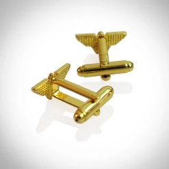 ANIME MALL Swords & Props DC Comics - Wonder Woman Logo Gold Plated Metal/Enamel Cufflinks