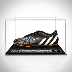 APW Signed Memorabilia Zinedine Zidane- Hand-Signed Black Adidas Soccer Cleat By Zinedine Zidane Custom Museum Diplay