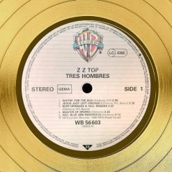 Rare-T ZZ Top - Tres Hombres Limited Signature Edition Studio Licensed Gold LP Custom Frame